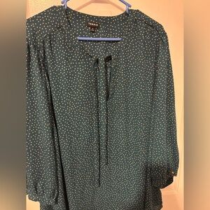 Torrid Teal and White Polka Dot Blouse